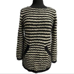 Mirumi Black And White Striped Eyelash Tunic Sweater Sz M